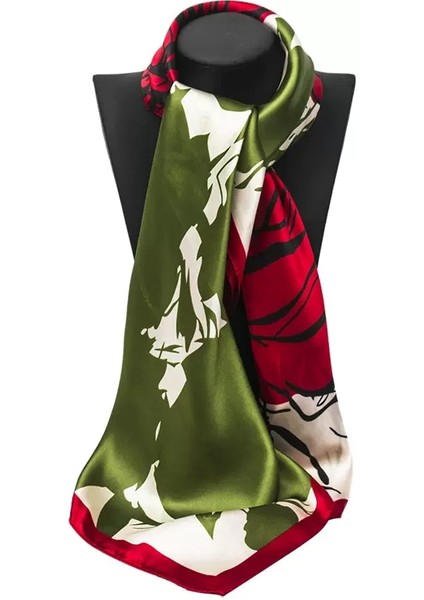 Saten Baskılı Kare Eşarp - Çok Renkli (Yurt Dışından)