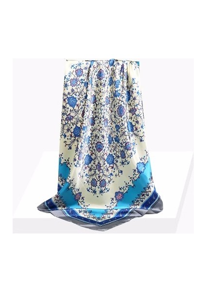 Saten Baskılı Kare Eşarp - Çok Renkli (Yurt Dışından)