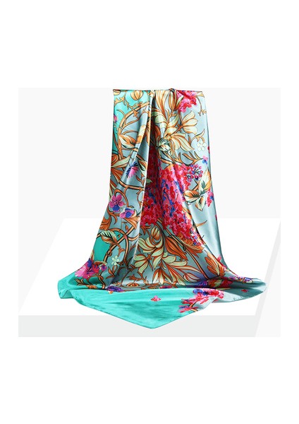 Saten Baskılı Kare Eşarp - Çok Renkli (Yurt Dışından)