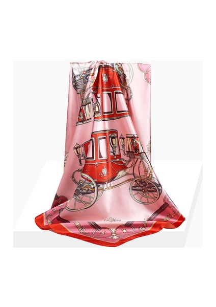 Saten Baskılı Kare Eşarp - Çok Renkli (Yurt Dışından)