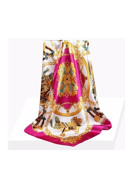 Saten Baskılı Kare Eşarp - Çok Renkli (Yurt Dışından)