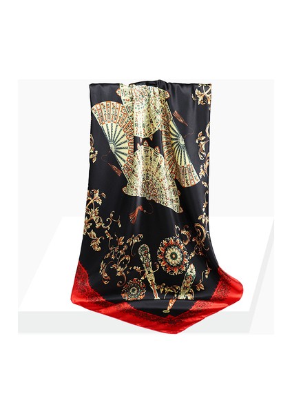 Saten Baskılı Kare Eşarp - Çok Renkli (Yurt Dışından)