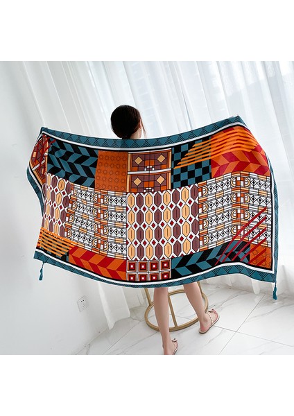 Pamuklu Baskılı Kare Eşarp - Çok Renkli (Yurt Dışından)