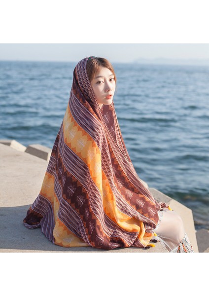 Pamuklu Baskılı Kare Eşarp - Çok Renkli (Yurt Dışından)