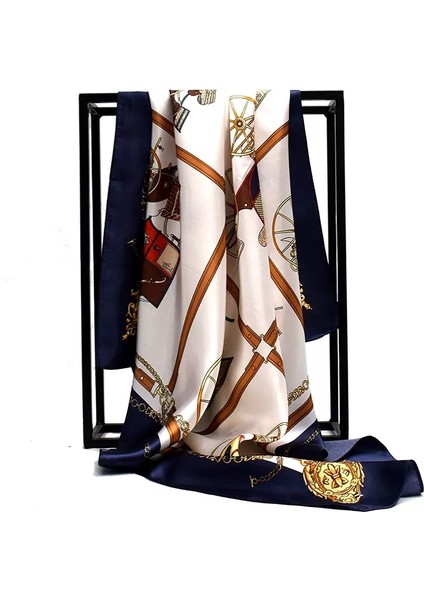 Saten Baskılı Kare Eşarp - Çok Renkli (Yurt Dışından)