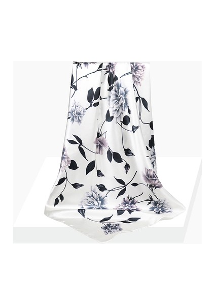 Saten Baskılı Kare Eşarp - Çok Renkli (Yurt Dışından)