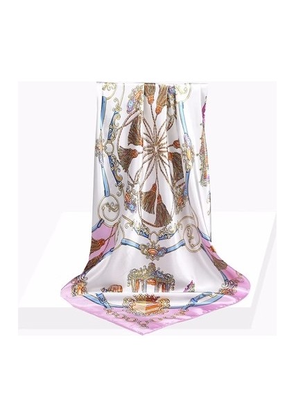 Saten Baskılı Kare Eşarp - Çok Renkli (Yurt Dışından)