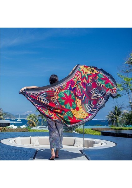 Pamuklu Baskılı Kare Eşarp - Çok Renkli (Yurt Dışından)