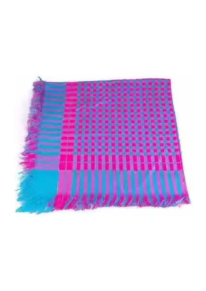 Kadın Kare Eşarp - Açık Mavi / Pembe (Yurt Dışından)