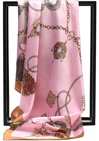 Saten Baskılı Kare Eşarp - Çok Renkli (Yurt Dışından)