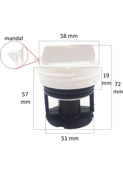 Profilo Uyumlu CM102K1TR - CM102KSTR - CM103K0TR Çamaşır Makinesi Su Pompa Filtre Kapağı modelleri