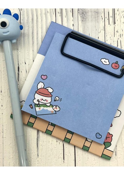 Sevimli Hayvan Desenli Mavi Sekreterlik Not Defteri/ Sticky Note / Sticker/ Post-It/ Bullet Journal modelleri