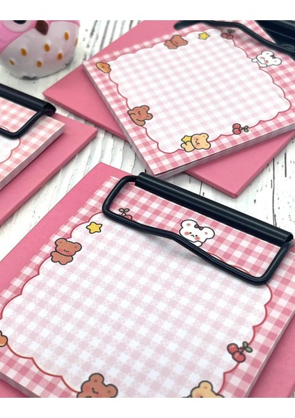 Sevimli Hayvan Desenli Pembe Sekreterlik Not Defteri/ Sticky Note / Sticker/ Post-It/ Bullet Journal indirimleri