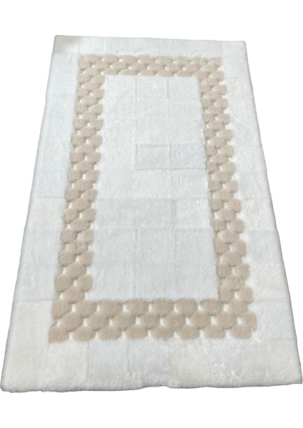 Krem ve Karamel Renk Peluş Halı 160 x 230 cm