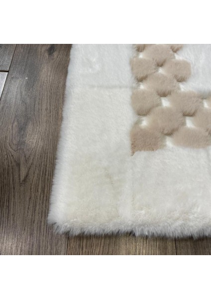 Krem ve Karamel Renk Peluş Halı 160 x 230 cm fırsatları