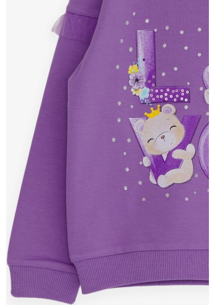 Kız Çocuk Sweatshirt Ayıcık Baskılı 1-4 Yaş, Lila fırsatları