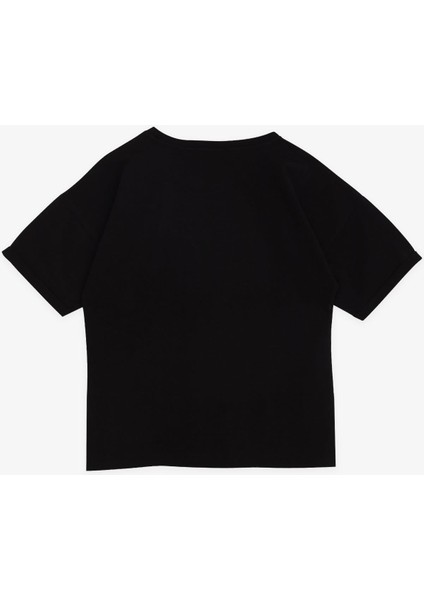 Kız Çocuk Tişört Taşlı Yazı Baskılı 9-16 Yaş, Siyah fiyatları