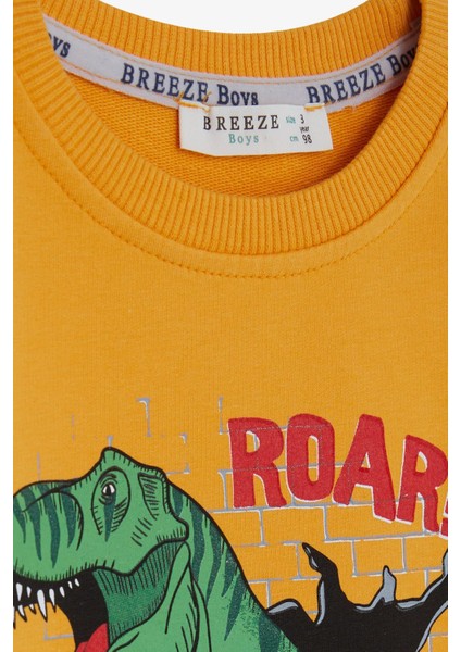 Erkek Çocuk Eşofman Takımı Dinozor Baskılı 1.5-5 Yaş, Hardal Sarı indirimleri