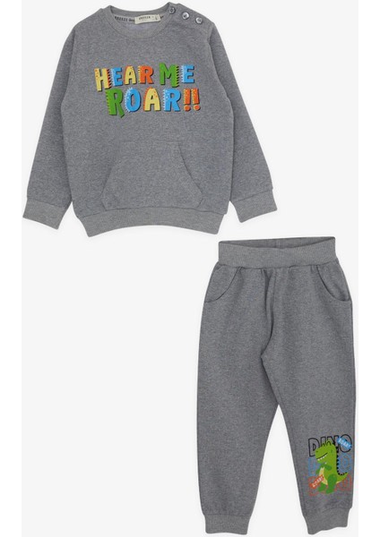 Erkek Çocuk Eşofman Takımı Renkli Slogan Baskılı 1-4 Yaş, Gri
