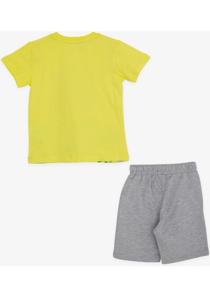 Erkek Çocuk Şortlu Takım Kampçı Timsah Baskılı 2-6 Yaş, Neon Sarı fiyatları