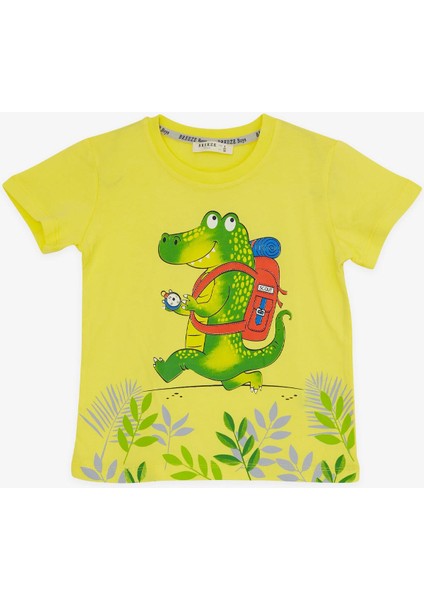 Erkek Çocuk Şortlu Takım Kampçı Timsah Baskılı 2-6 Yaş, Neon Sarı modelleri