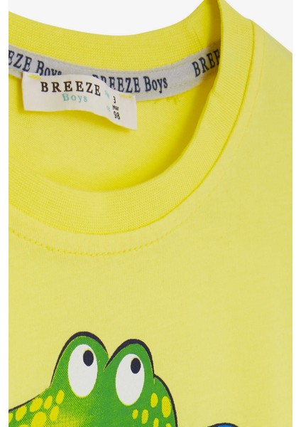 Erkek Çocuk Şortlu Takım Kampçı Timsah Baskılı 2-6 Yaş, Neon Sarı indirimleri