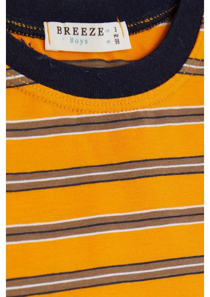 Erkek Çocuk Tişört Çizgili 3-7 Yaş, Hardal Sarı modelleri
