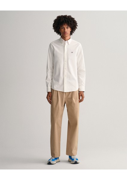 Erkek Beyaz Slim Fit Düğmeli Yaka Oxford Gömlek 3230115.11010 indirimleri