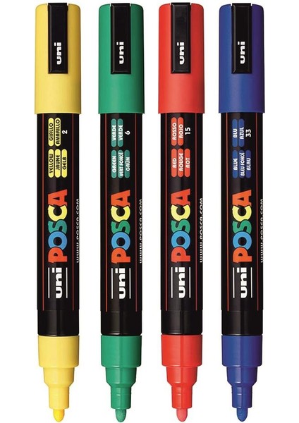 Posca 5m Boyama Markörü Ana Renkler 4'lü Set