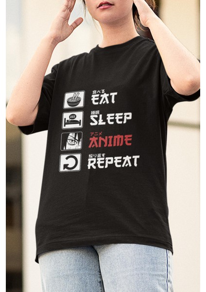 Anime Eat Sleep Anime Tişört