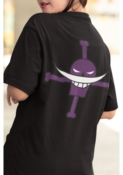 Anime One Piece Ace - Beyaz Sakal Ön - Arka Baskılı Tişört