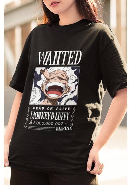 Anime One Piece Luffy Gear 5 Wanted Tişört