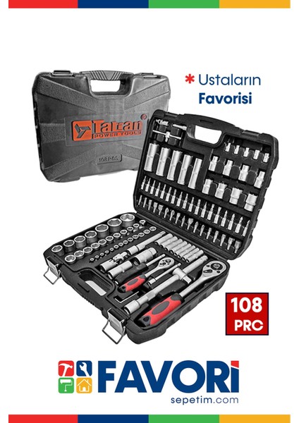 Tatran Profesyonel Yüksek Kalite Pro 108 Parça Lokma Takımı 1/2 1/4 Alyan Seti 108PRC)