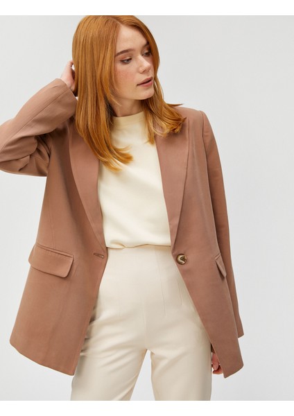 Oversize Blazer Ceket Tek Düğmeli