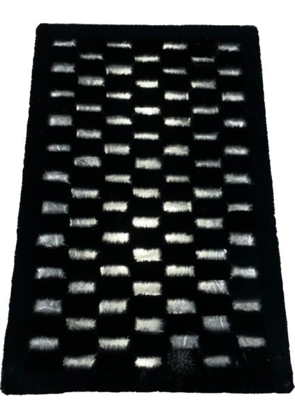 Siyah Parçalı Peluş Halı 80 x 150 cm