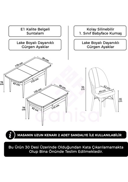 Elf Serisi 80X132 Açılabilir Siyah Mermer Desen Mutfak Masa Takımı 6 Sandalye Gold Halkalı