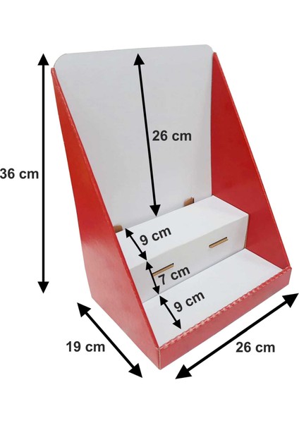 STD83 Kırmızı Baskılı 2 Raflı Masaüstü Ürün Standı