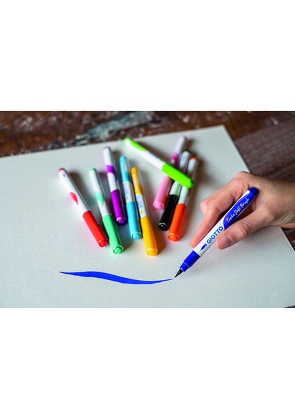 Turbo Soft Brush Marker Fırça Uçlu Kalem 10 Renk