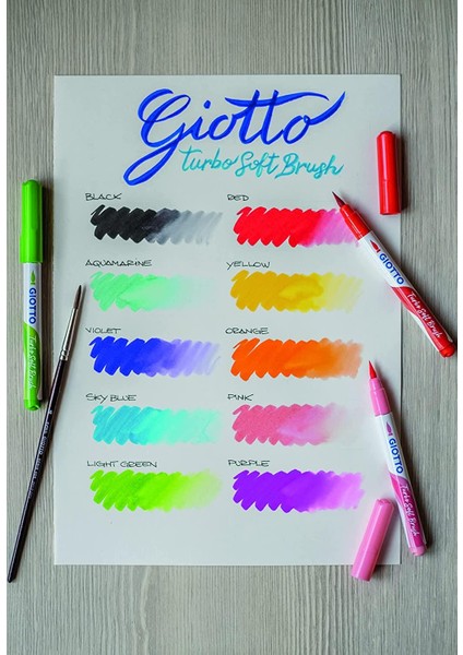 Turbo Soft Brush Marker Fırça Uçlu Kalem 10 Renk