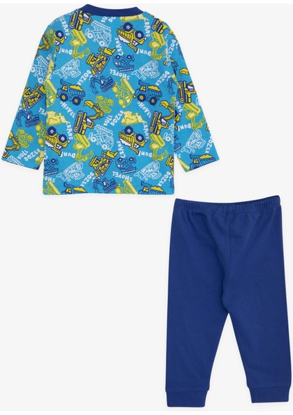 Erkek Bebek Pijama Takımı Iş Makinası Temalı 4 Ay-1 Yaş, Mavi