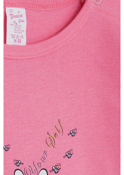 Kız Bebek Çıtçıtlı Zıbın Body Uyuyan Tavşancık Baskılı 9 Ay-3 Yaş, Pembe