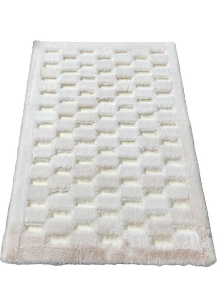 Krem Renk Parçalı Peluş Halı 170 x 240 cm