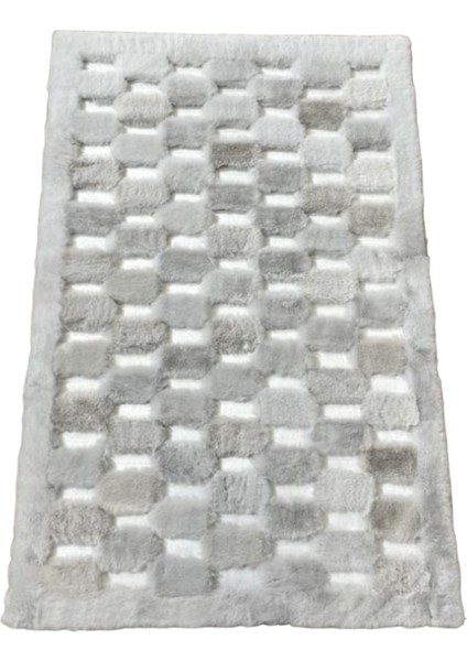 Gri Renk Parçalı Peluş Halı 140 x 200 cm