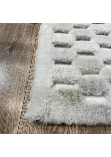 Gri Renk Parçalı Peluş Halı 140 x 200 cm fiyatları