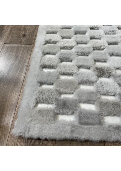 Gri Renk Parçalı Peluş Halı 140 x 200 cm fırsatları