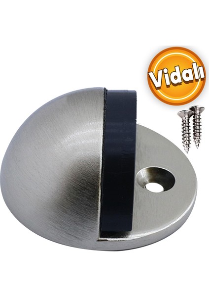 Yarımay Kapı Stoperi Tamponu Vidalı Metal Kapı Stopu Durdurucu Tutucu Saten