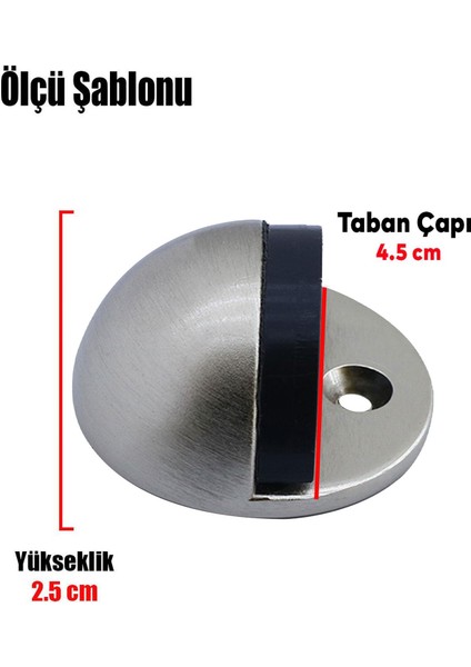 Yarımay Kapı Stoperi Tamponu Vidalı Metal Kapı Stopu Durdurucu Tutucu Saten