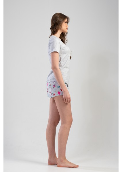 Pamuklu Kadın Kısa Kol Etegi Şortlu Pijama Takım indirimleri