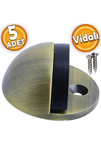 Yarımay Kapı Stoperi Tamponu Vidalı Metal Kapı Stopu Durdurucu Tutucu Mat Antik ( 5 Adet )