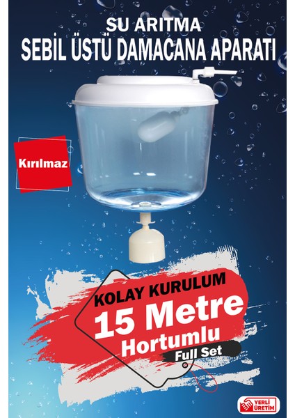 Bwt Uyumlu Sebil Üstü Aparatı Kırılmaz Hazneli (15 Metre Hortumlu)